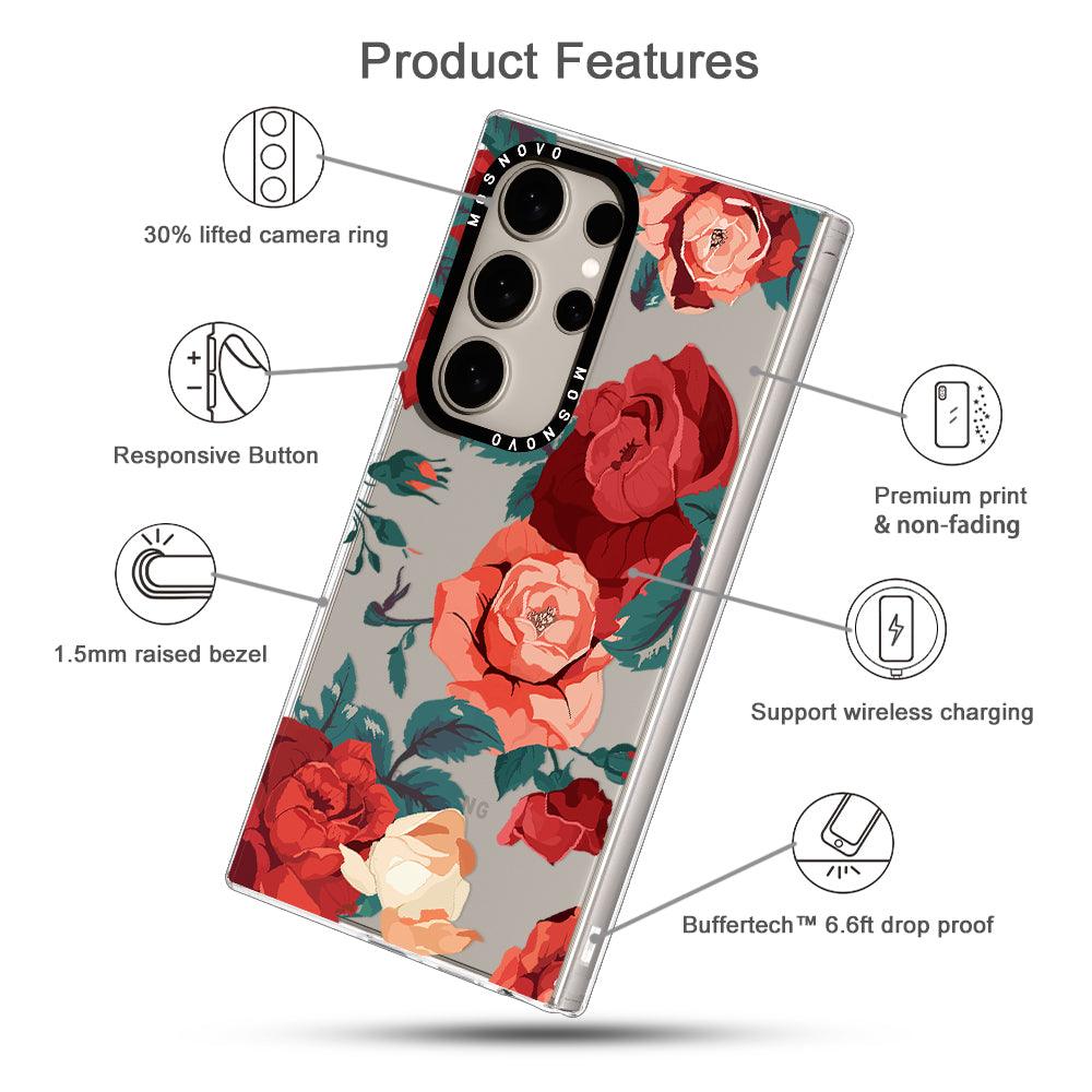 Vintage Red Rose Phone Case - Samsung Galaxy S24 Ultra Case - MOSNOVO