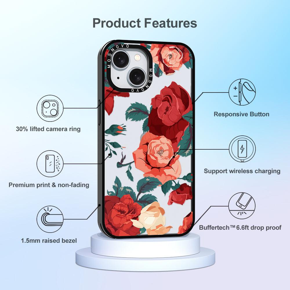 Vintage Red Rose Phone Case - iPhone 15 Case - MOSNOVO