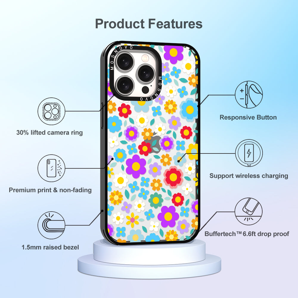 Retro Flower Phone Case - iPhone 15 Pro Max Case - MOSNOVO