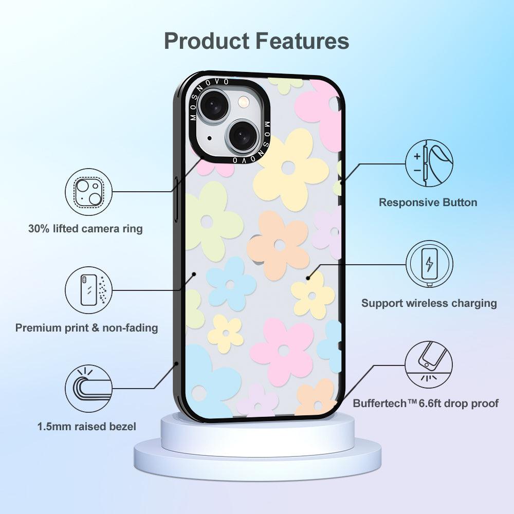 Pastel Flower Phone Case - iPhone 15 Plus Case - MOSNOVO