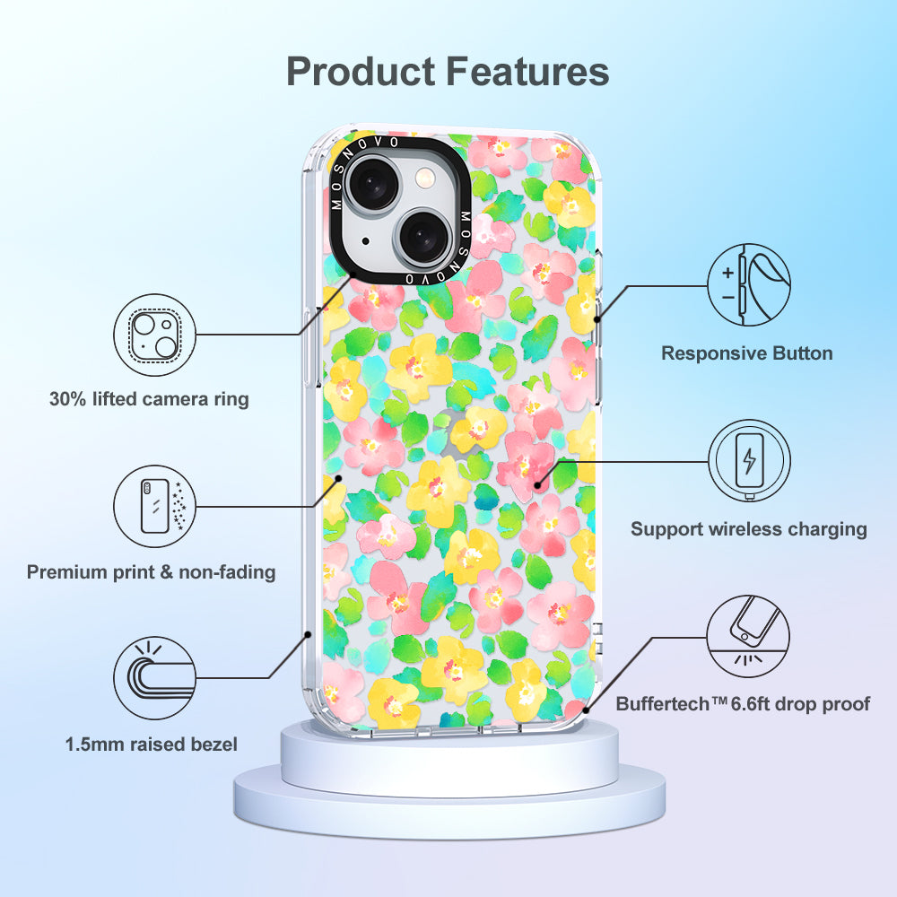 Floral Print Phone Case - iPhone 15 Plus Case - MOSNOVO