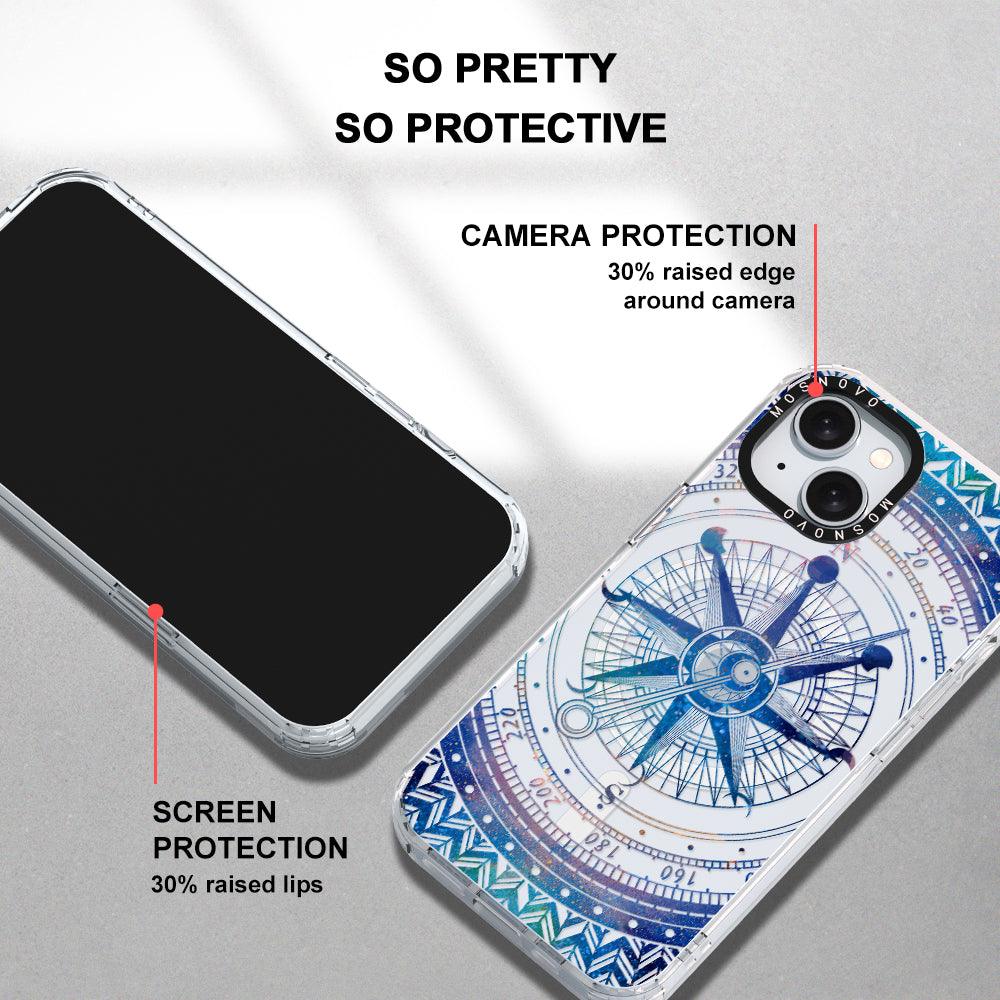 Galaxy Compass Phone Case - iPhone 15 Case Clear With Magsafe