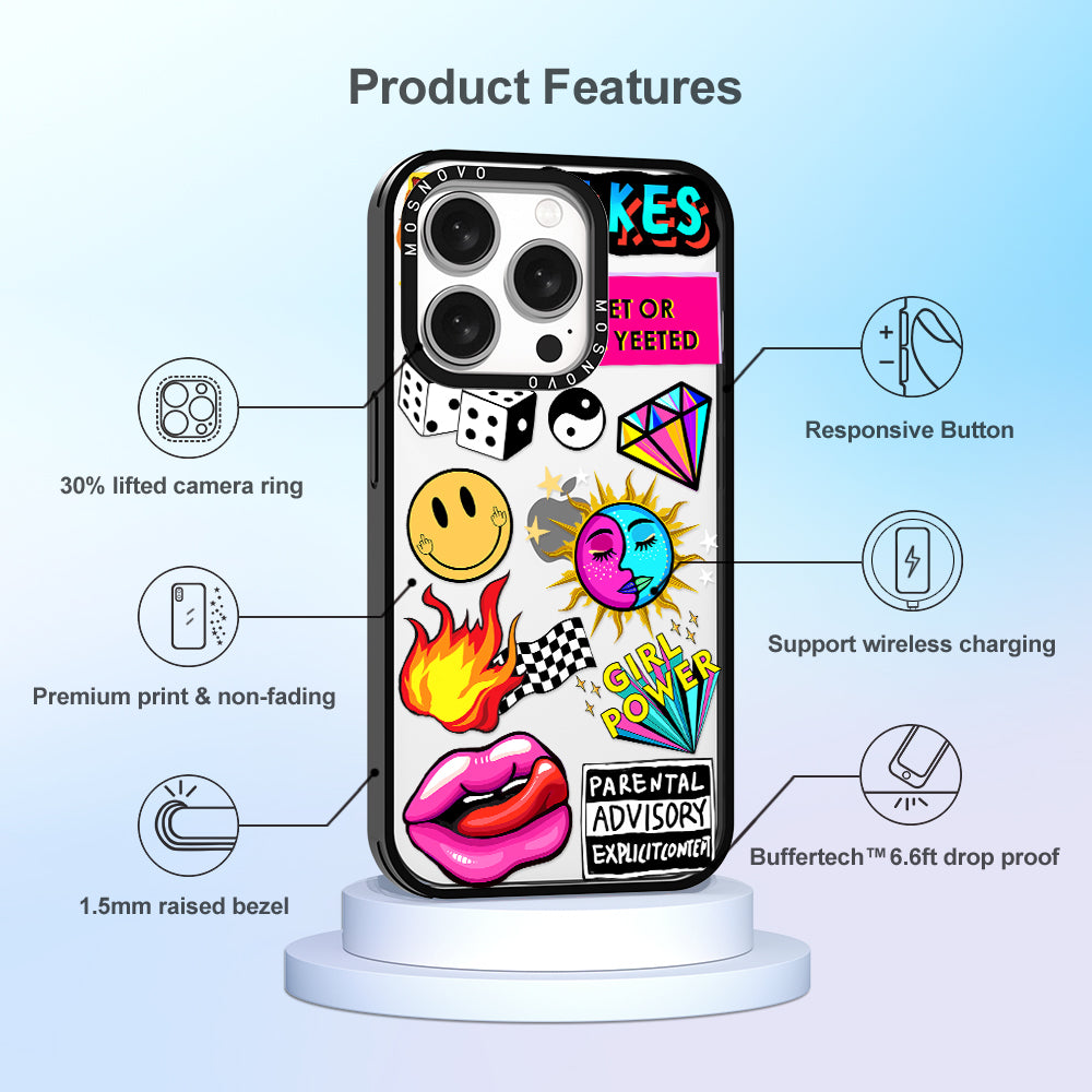 Funky Stickers Phone Case - iPhone 15 Pro Case - MOSNOVO