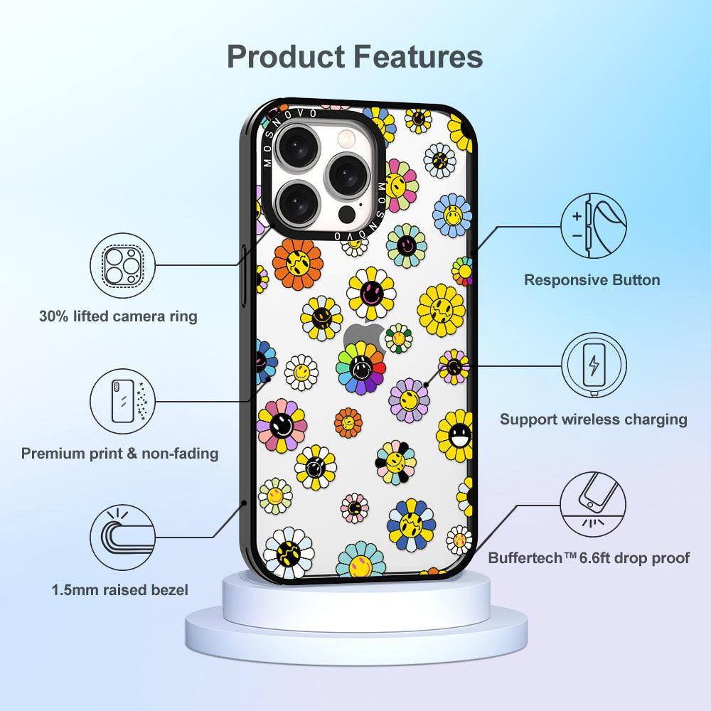 Flower Smiley Face Phone Case - iPhone 15 Pro Max Case - MOSNOVO