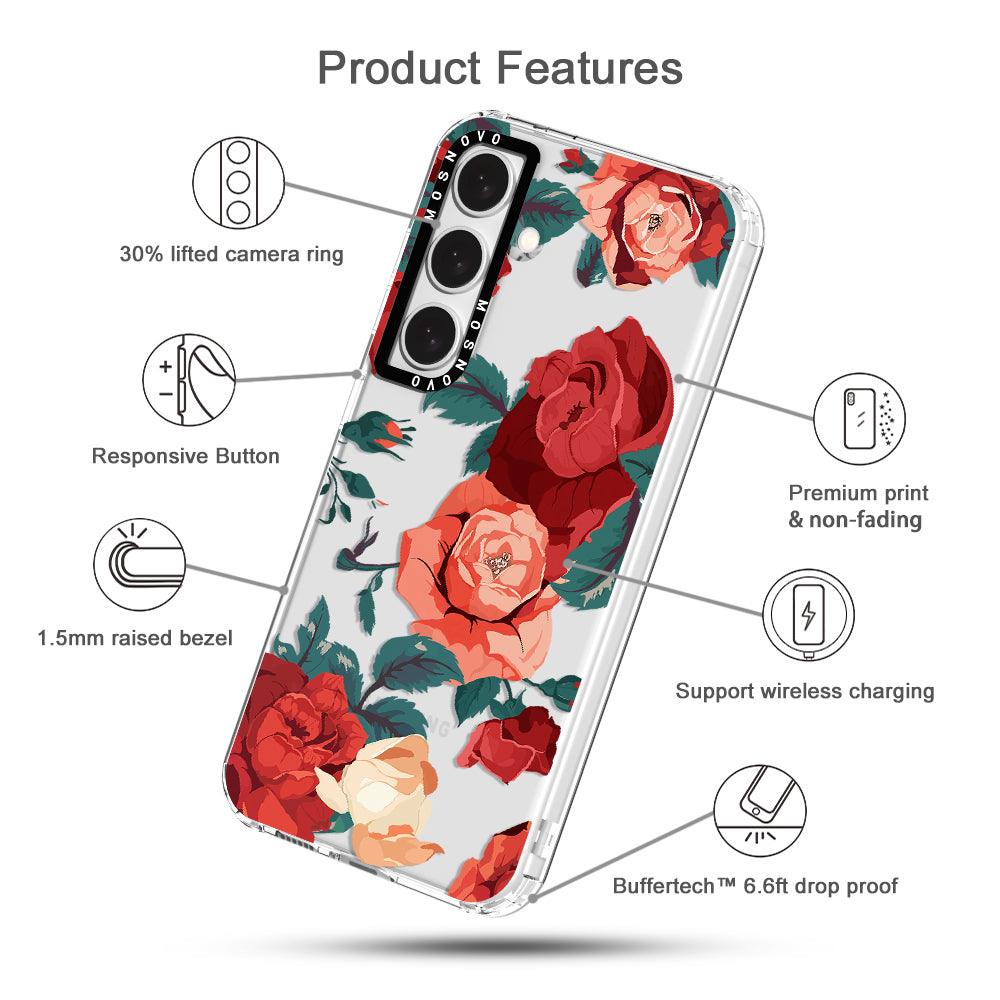 Vintage Red Rose Phone Case - Samsung Galaxy S24 Case - MOSNOVO