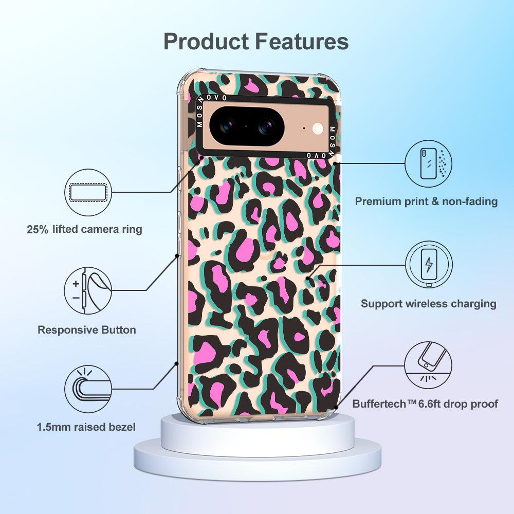 Hot Pink Leopard Print Phone Case - Google Pixel 8 Case - MOSNOVO