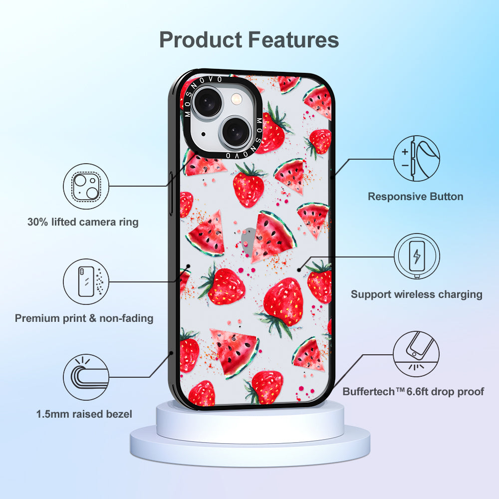 Watermelon and Strawberry Phone Case - iPhone 15 Case - MOSNOVO