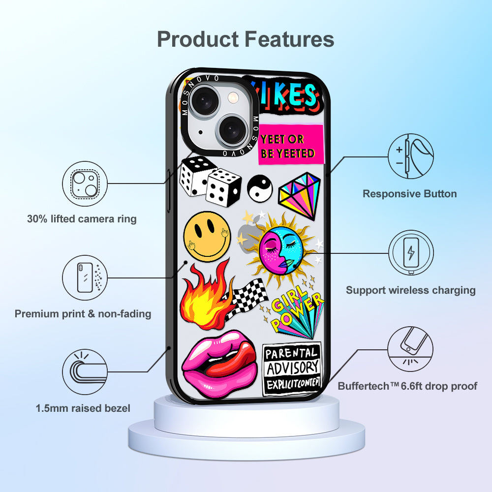 Funky Stickers Phone Case - iPhone 15 Case - MOSNOVO