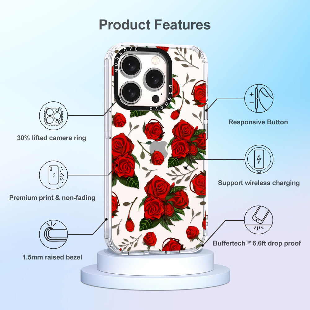 Simply Red Roses Phone Case - iPhone 15 Pro Case - MOSNOVO