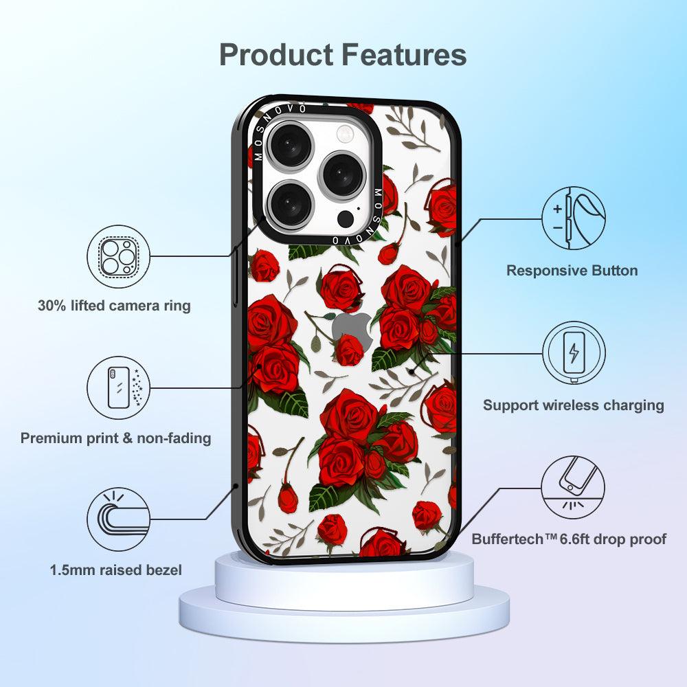 Simply Red Roses Phone Case - iPhone 15 Pro Case - MOSNOVO