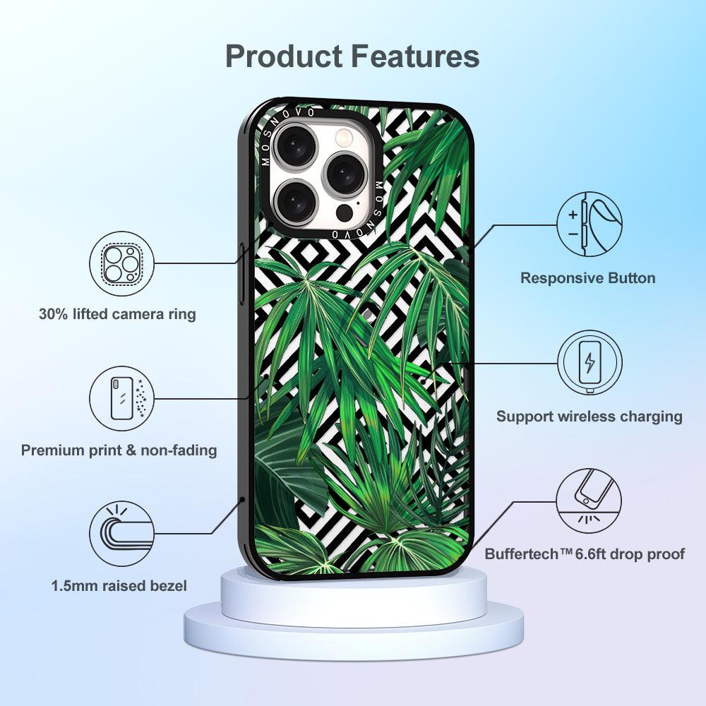 Areca Palm Pattern Phone Case - iPhone 15 Pro Max Case - MOSNOVO