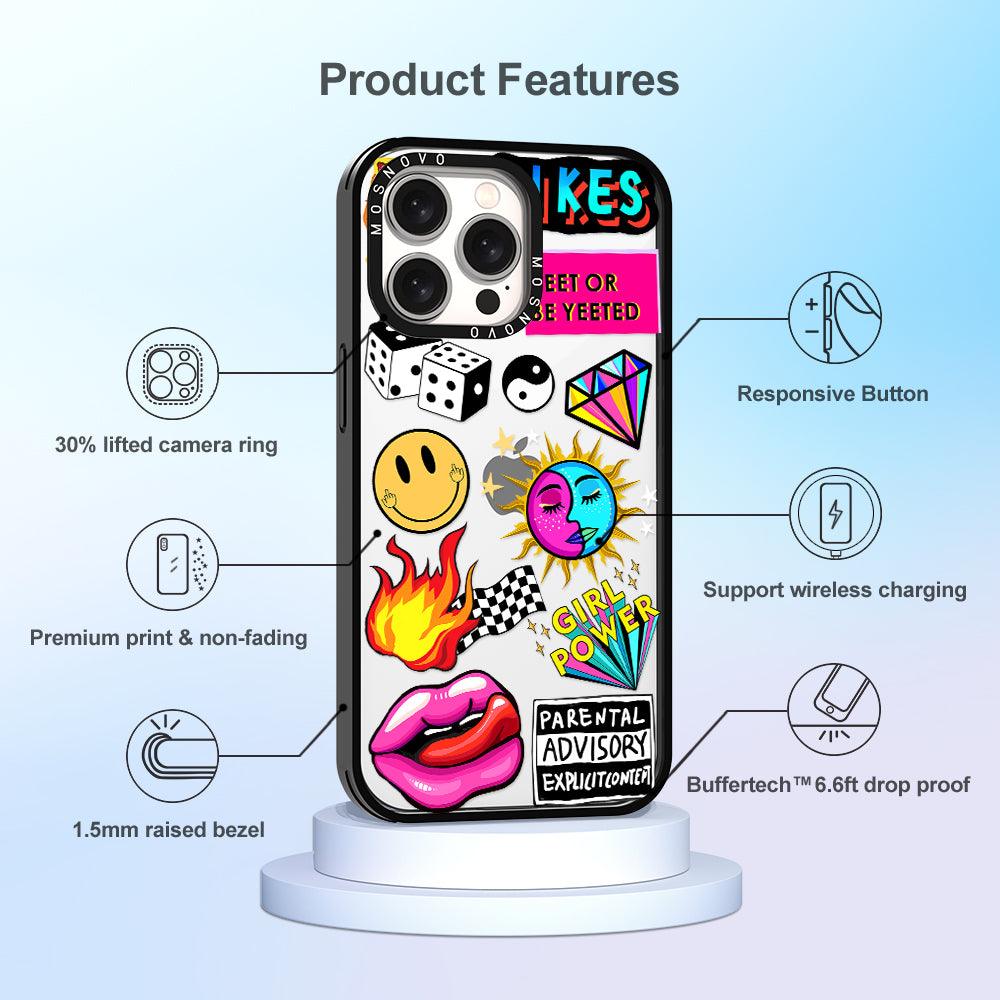 Funky Stickers Phone Case - iPhone 15 Pro Max Case - MOSNOVO