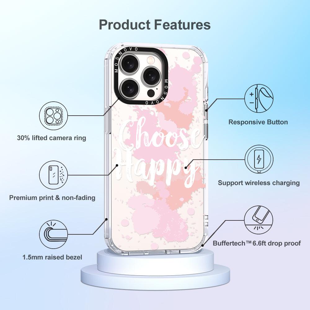 Choose Happy Phone Case - iPhone 15 Pro Max Case - MOSNOVO