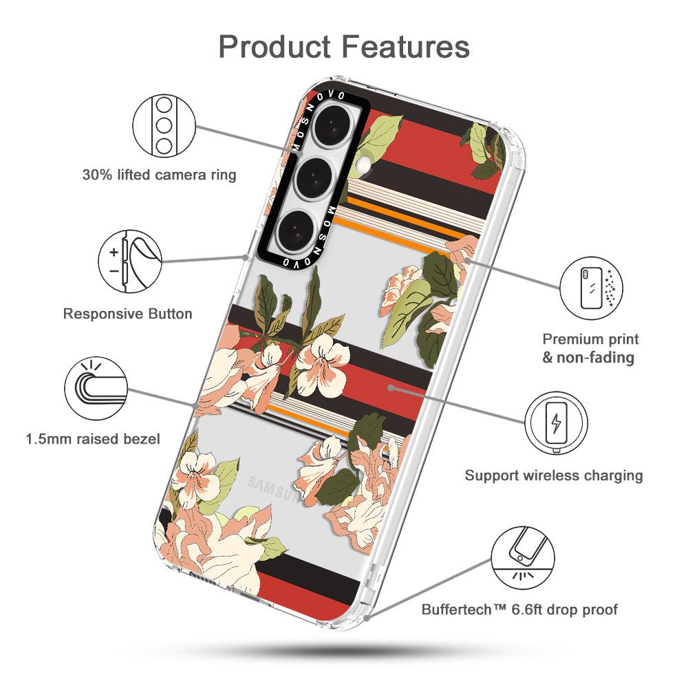 Classic Stripes Floral Phone Case - Samsung Galaxy S24 Case - MOSNOVO