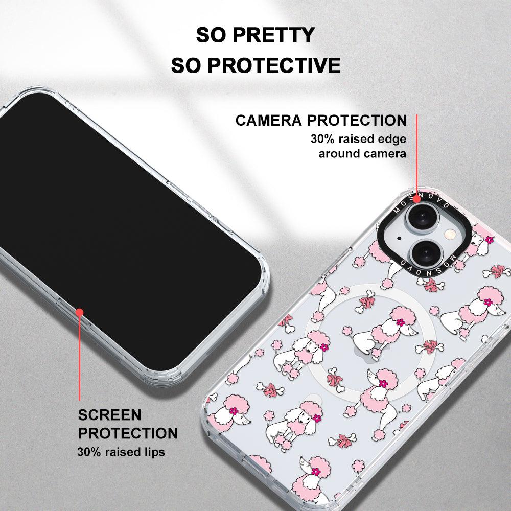 Pink Poodle Phone Case - iPhone 15 Case Clear With Magsafe