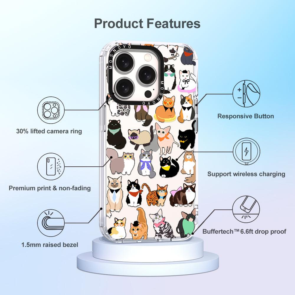 Cute Cat Phone Case - iPhone 15 Pro Case - MOSNOVO