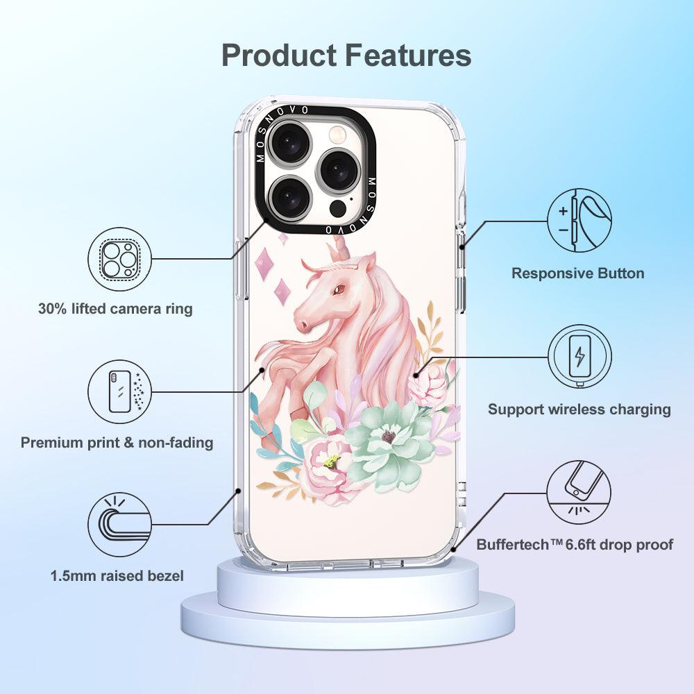 Elegant Flowers Unicorn Phone Case - iPhone 15 Pro Max Case - MOSNOVO