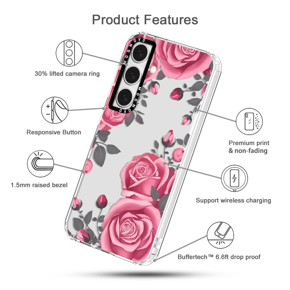 Viva Magenta Flower Phone Case - Samsung Galaxy S24 Plus Case - MOSNOVO