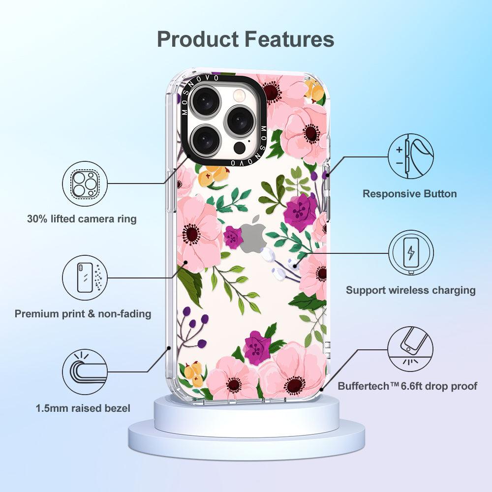 Watercolor Floral Phone Case - iPhone 15 Pro Max Case - MOSNOVO