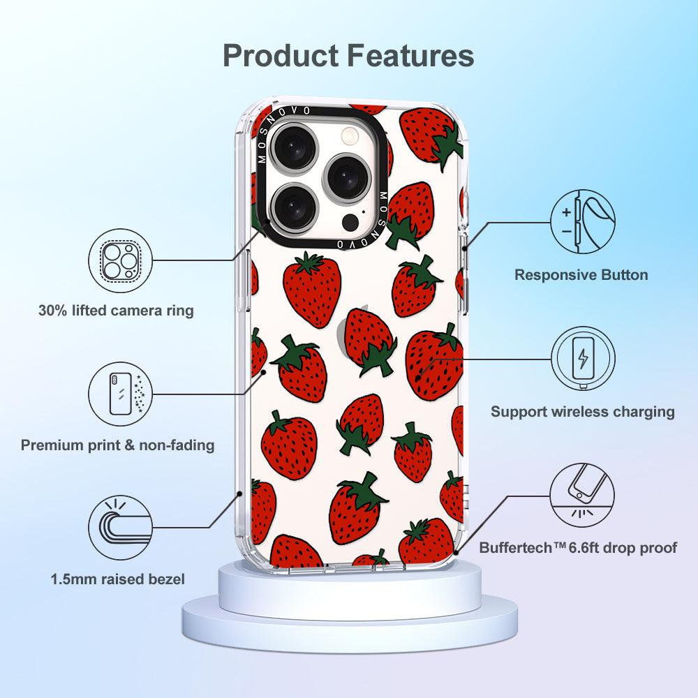 Red Strawberry Phone Case - iPhone 15 Pro Case - MOSNOVO