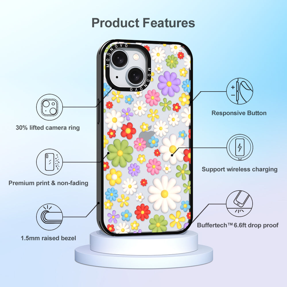 3D Flowers Phone Case - iPhone 15 Plus Case - MOSNOVO