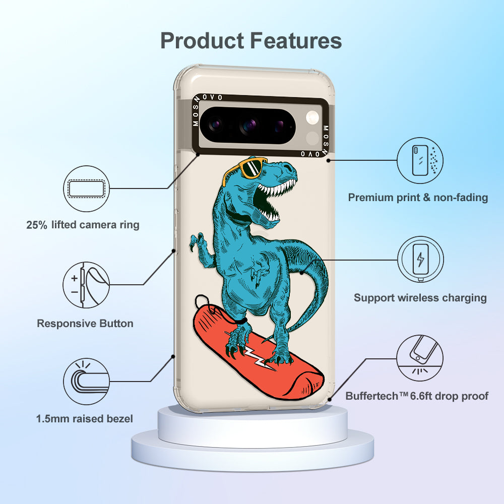 Surfing Dinosaur Phone Case - Google Pixel 8 Pro Case - MOSNOVO