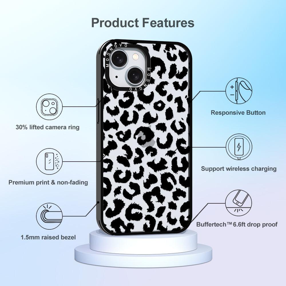 Black Leopard Phone Case - iPhone 15 Plus Case - MOSNOVO