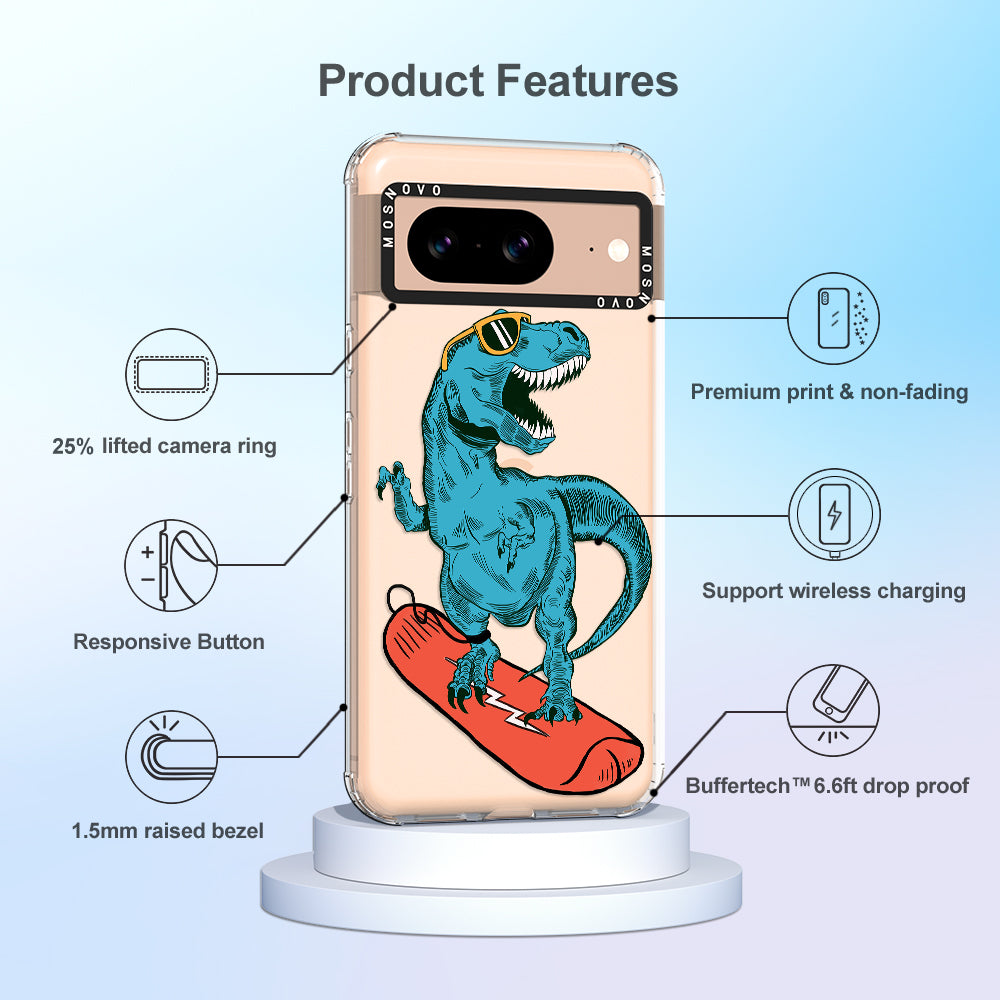 Surfing Dinosaur Phone Case - Google Pixel 8 Case - MOSNOVO