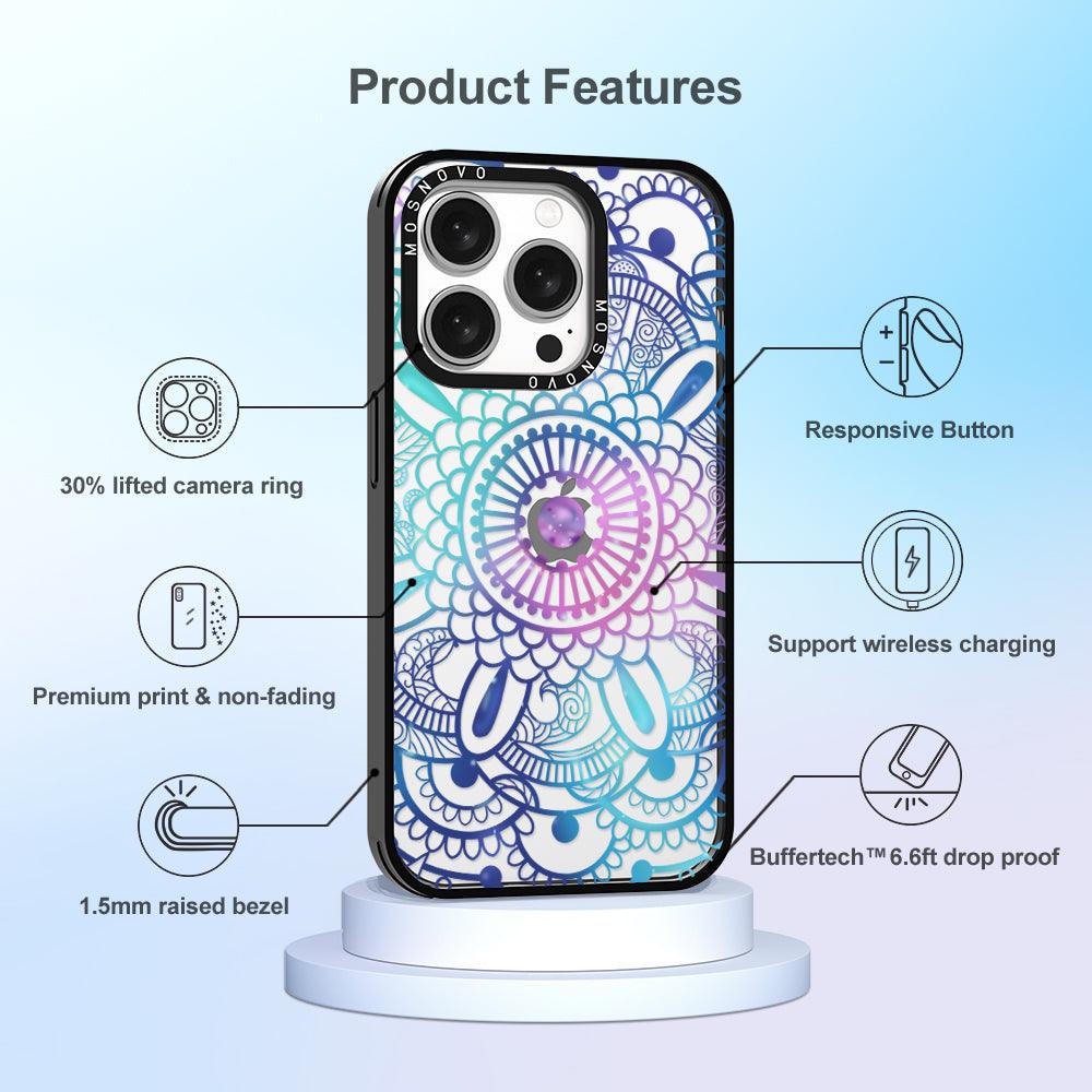 Violet Blue Mandala Phone Case - iPhone 15 Pro Case - MOSNOVO