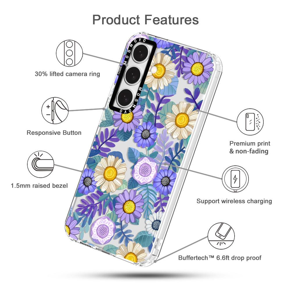 Purple Floral Phone Case - Samsung Galaxy S24 Plus Case - MOSNOVO