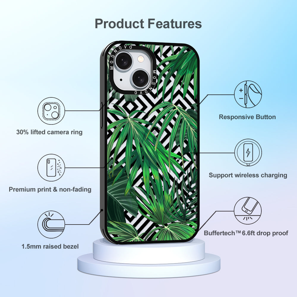 Areca Palm Pattern Phone Case - iPhone 15 Plus Case - MOSNOVO