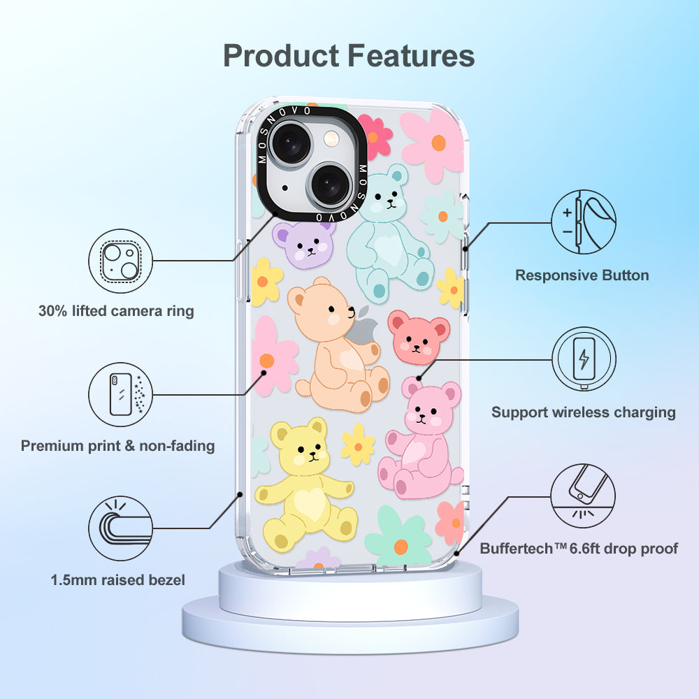 Cute Teddy Bear Phone Case - iPhone 15 Case - MOSNOVO