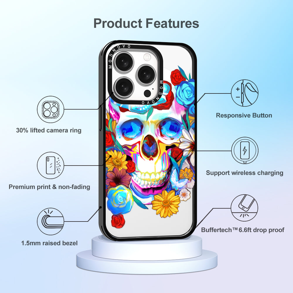 Neon Skull Phone Case - iPhone 15 Pro Case - MOSNOVO