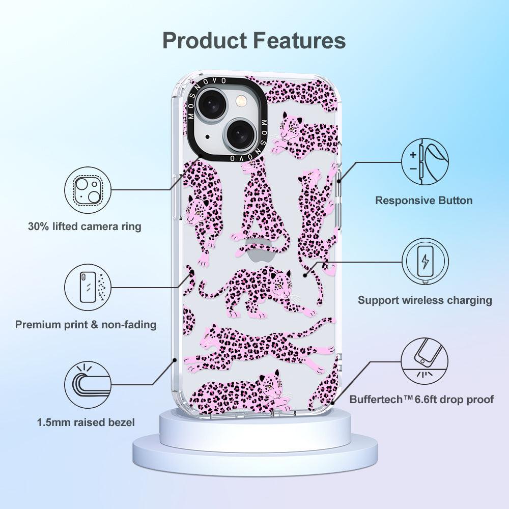 Pink Leopard Phone Case - iPhone 15 Case - MOSNOVO