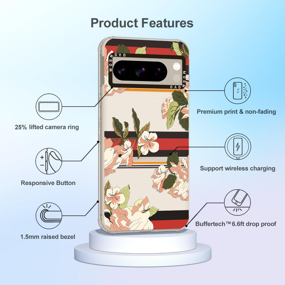 Classic Stripe Floral Phone Case - Google Pixel 8 Pro Case - MOSNOVO