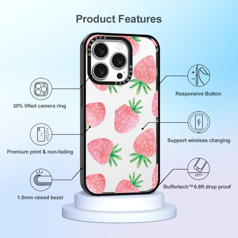 Pastel Strawberry Phone Case - iPhone 15 Pro Case - MOSNOVO