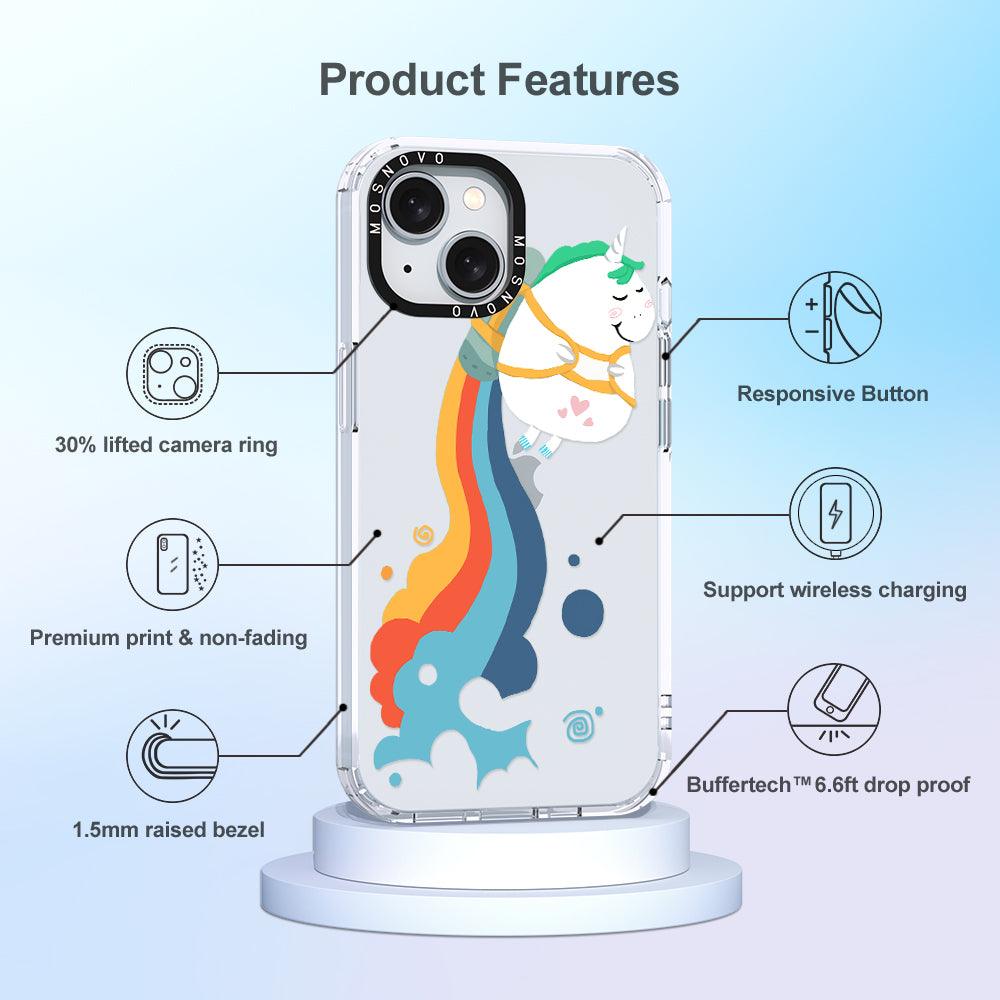 Cute Rainbow Unicorn Phone Case - iPhone 15 Case - MOSNOVO