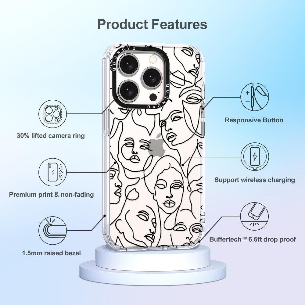 Abstract Face Line Art Phone Case - iPhone 15 Pro Case - MOSNOVO