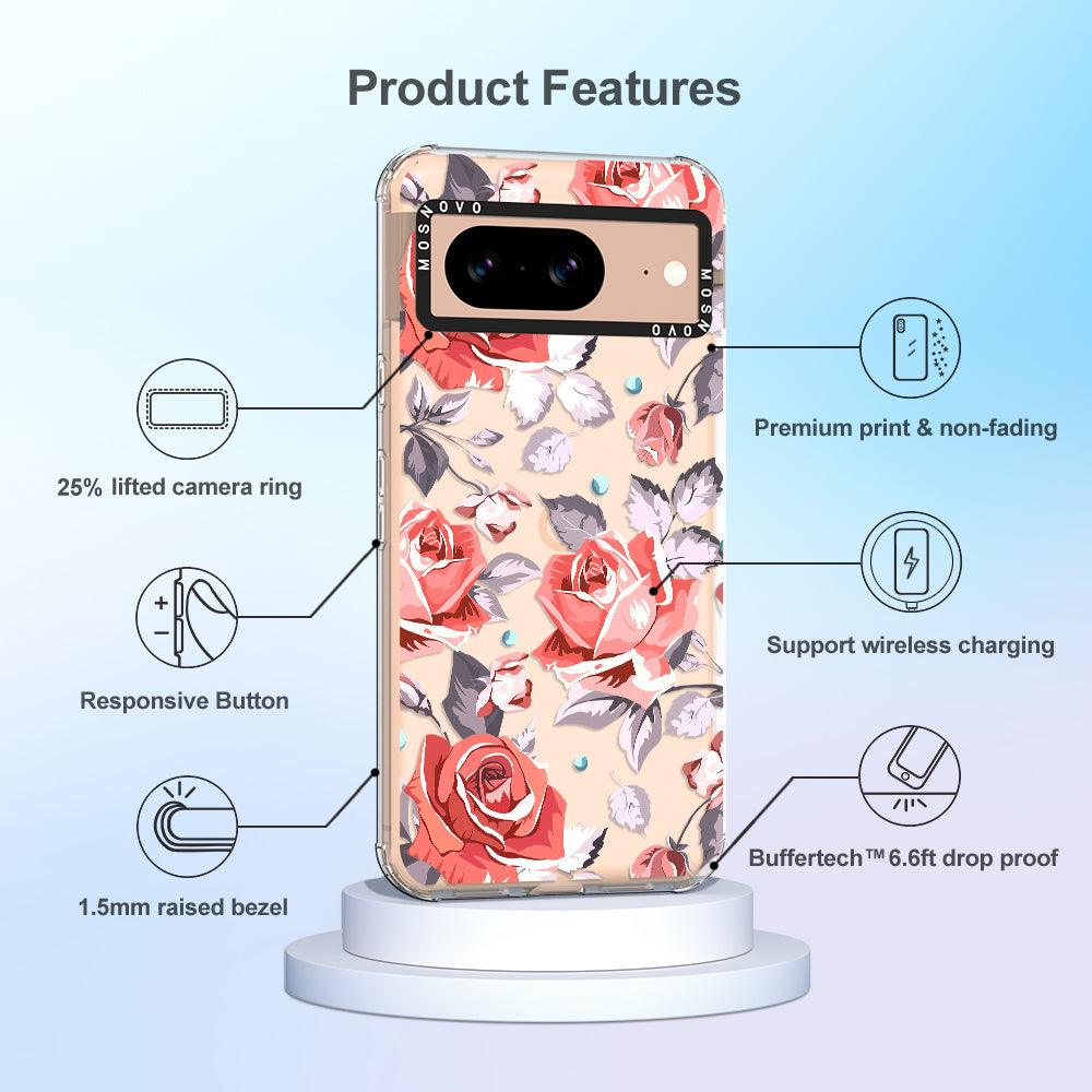 Retro Flower Roses Phone Case - Google Pixel 8 Case - MOSNOVO