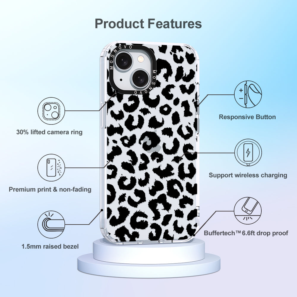 Black Leopard Phone Case - iPhone 15 Case - MOSNOVO