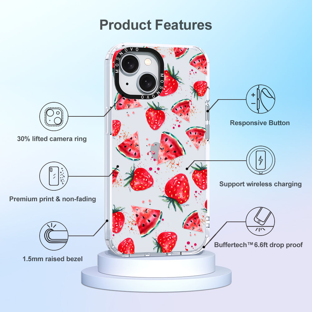 Watermelon and Strawberry Phone Case - iPhone 15 Case - MOSNOVO