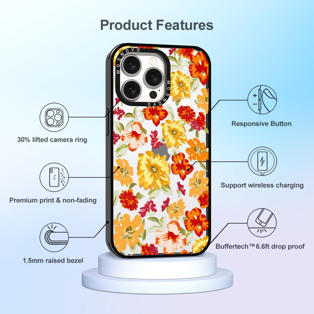 70s Boho Yellow Flower Phone Case - iPhone 15 Pro Max Case - MOSNOVO