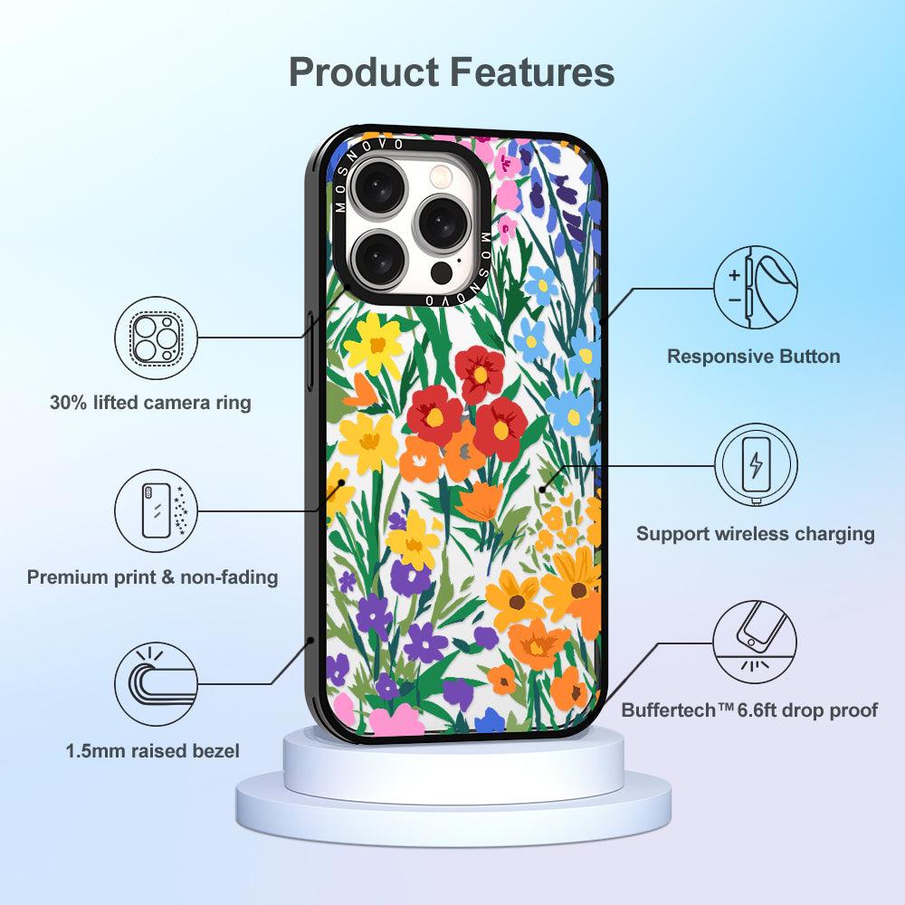 Spring Botanical Flower Floral Phone Case - iPhone 15 Pro Max Case - MOSNOVO