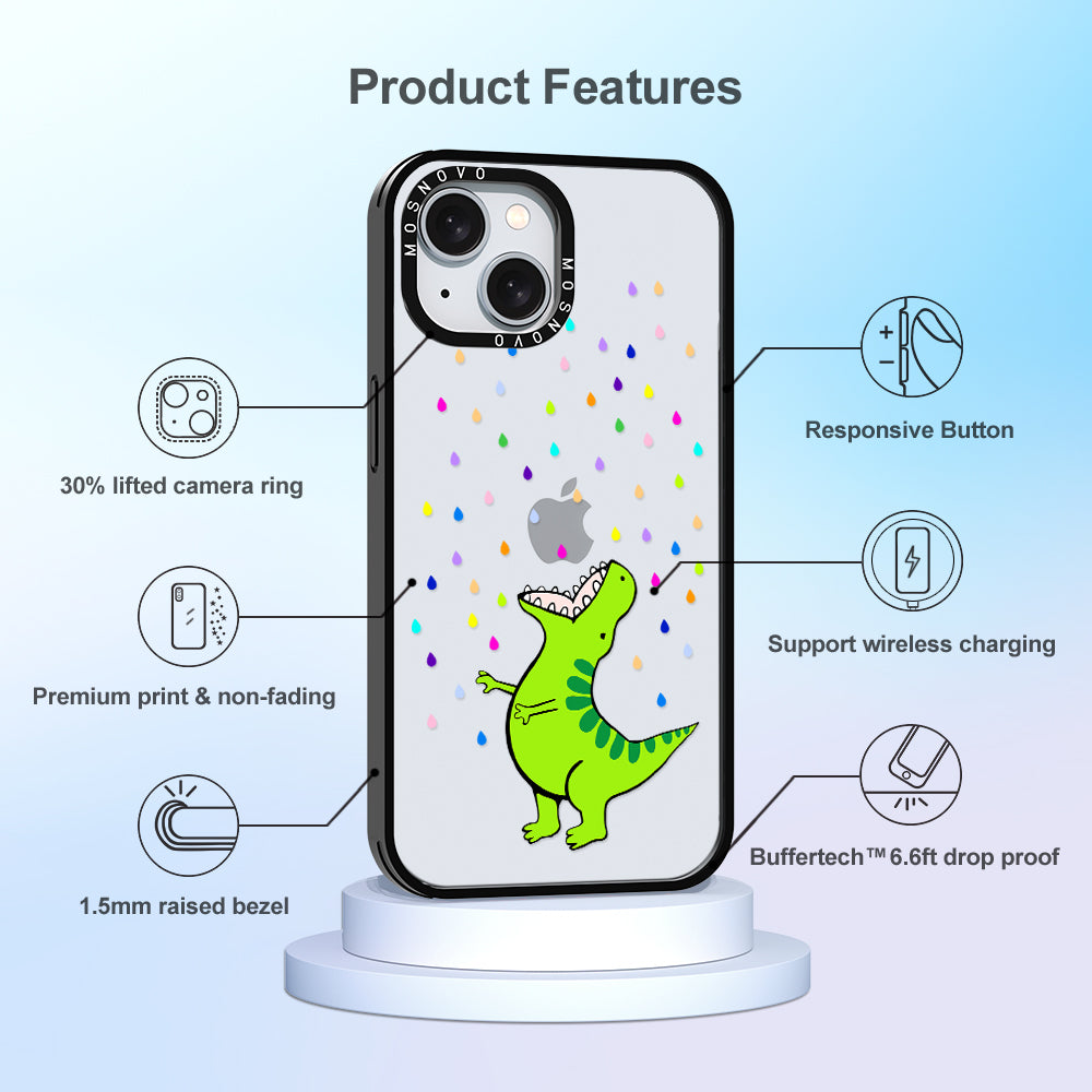 Rainbow Dinosaur Phone Case - iPhone 15 Plus Case - MOSNOVO