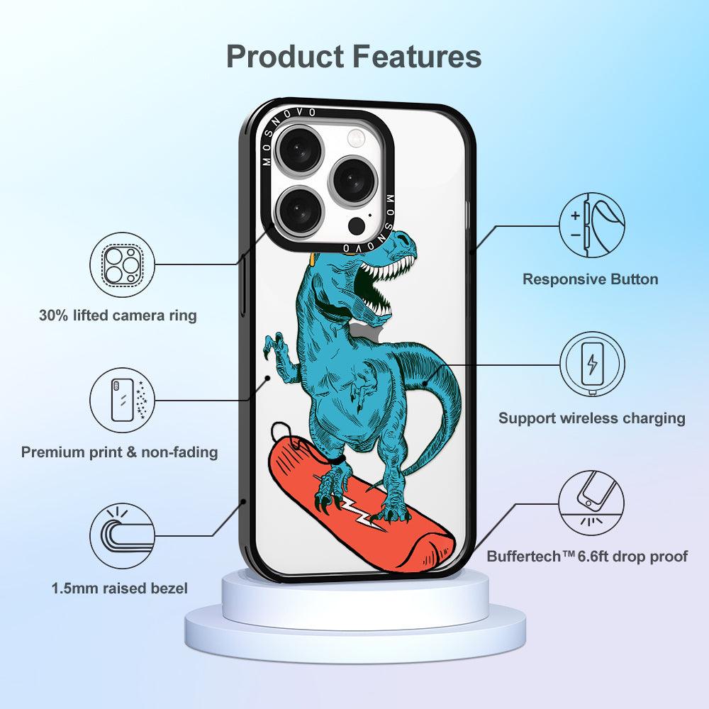 Surfing Dinosaur Phone Case - iPhone 15 Pro Case - MOSNOVO