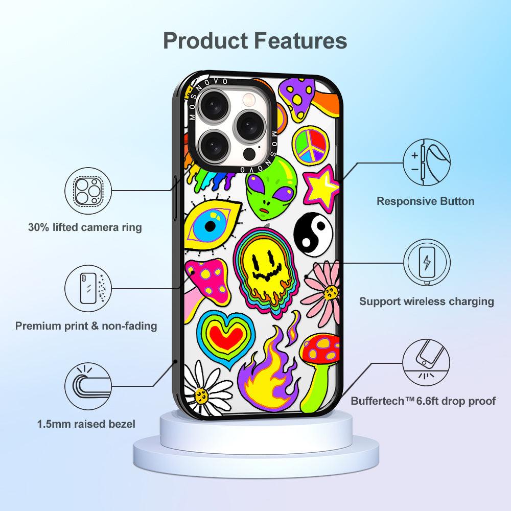 Hippie Rainbow Face Love Phone Case - iPhone 15 Pro Max Case - MOSNOVO