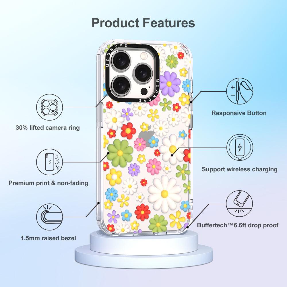 3D Flowers Phone Case - iPhone 15 Pro Case - MOSNOVO