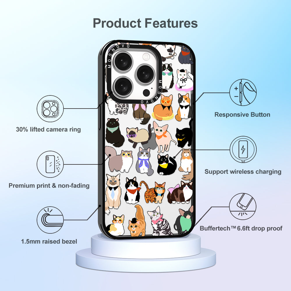 Cute Cat Phone Case - iPhone 15 Pro Case - MOSNOVO