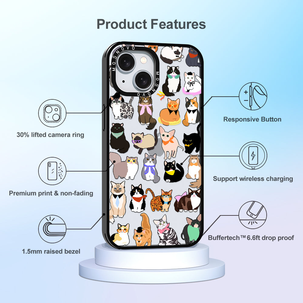 Cute Cats Phone Case - iPhone 15 Case Black