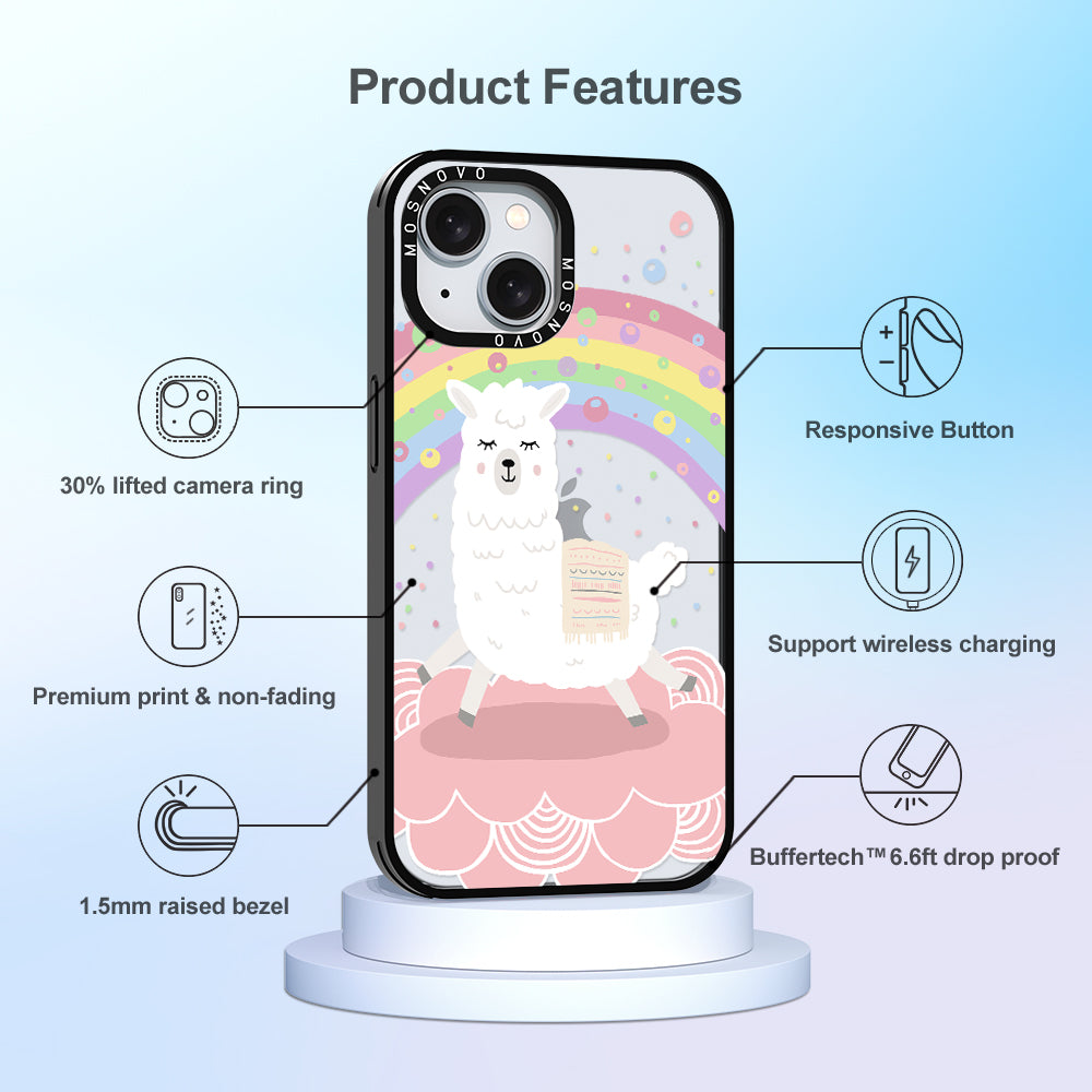 Rainbow Alpaca Phone Case - iPhone 15 Plus Case - MOSNOVO